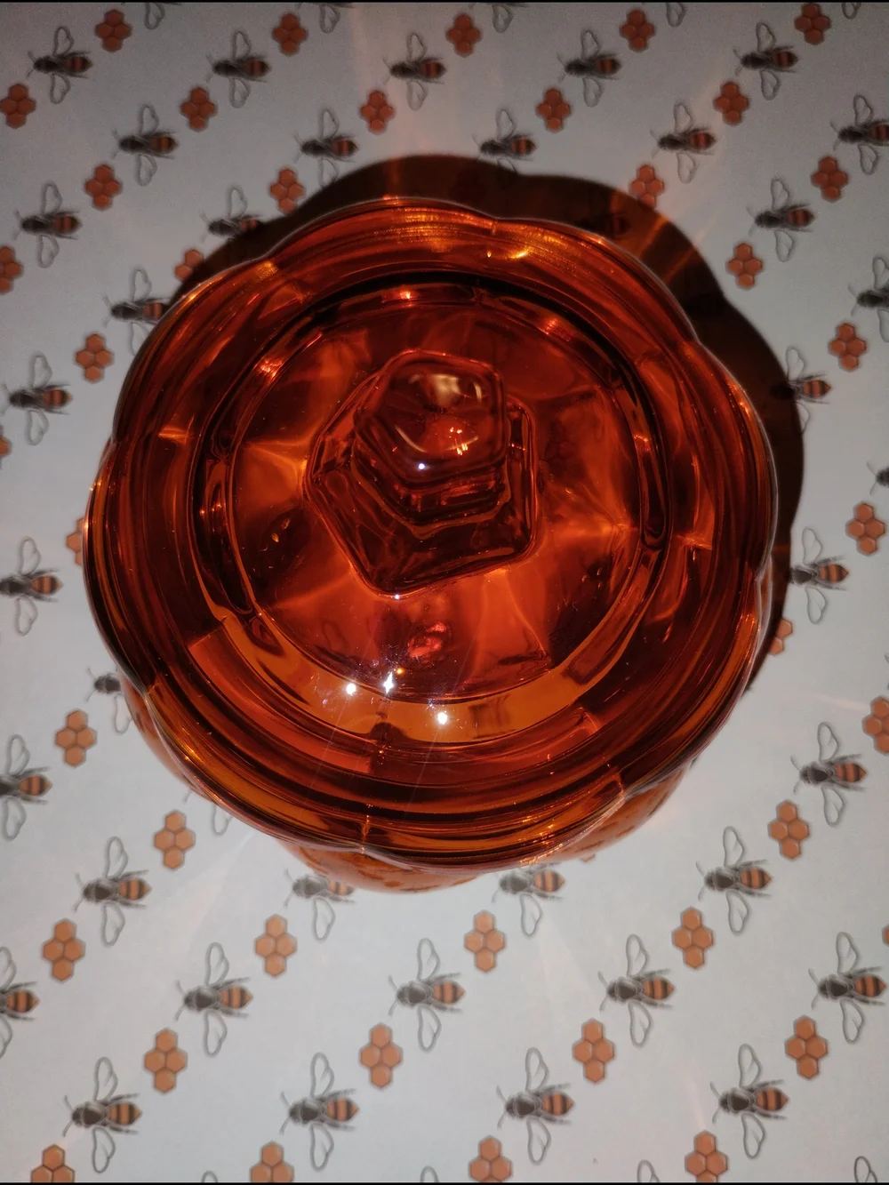 Amber Glass Pumpkin Candy Jar with Lid